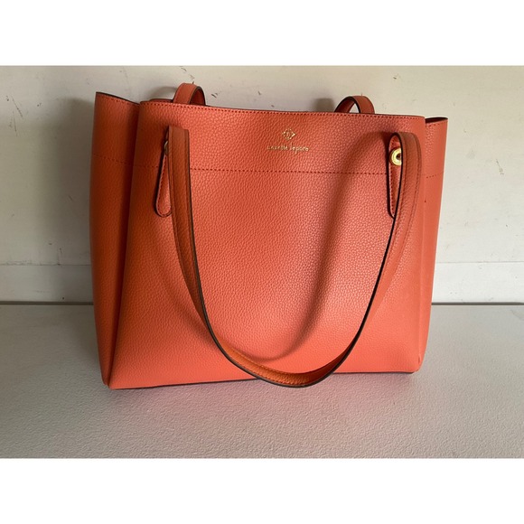 Nanette Lepore Handbags - Nanette Lepore Coral Orange Pebbled Leather Bag Shoulder Purse Gold Hardware